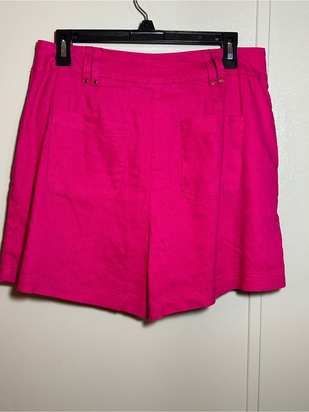 INC Linen Blend Pleated Women's Hot Pink High-Waist Shorts Size 10 - Picture 7 of 8